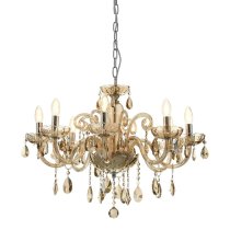 Murato 8 Bulb Cognac Crystal Chandelier Light Carved In Chrome