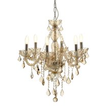 Murato 8 Bulb Cognac Crystal Chandelier Light Carved In Chrome