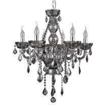 Murato 6 Bulb Cognac Crystal Chandelier Light Smoked In Chrome