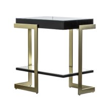 Amana Glass Top Side Table With Golden Metal Frame In Black