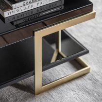 Amana Glass Top Coffee Table With Golden Metal Frame In Black