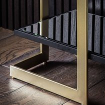 Amana Glass Top Console Table With Golden Metal Frame In Black