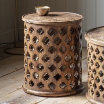 Jalisco Round Wooden Side Table In Natural