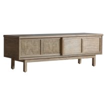 Kyron Wooden TV Stand With 2 Sliding Doors In Natural