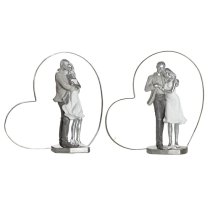 Heart Couple Poly Set Of 2 Design Sculpture In Antique Silver