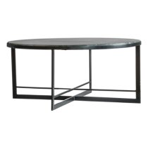 Nectar Round Marble Coffee Table With Black Metal Frame