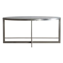 Nectar Round Grey Marble Coffee Table With Silver Metal Frame