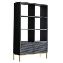 Pauls Mango Wood Open Display Unit With 2 Doors In Black