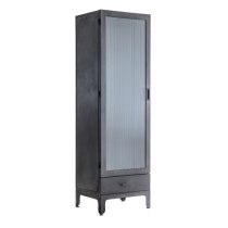 Rolla Metal Display Cabinet With 1 Door 1 Drawer In Black