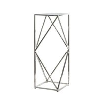 Parmost Large Clear Glass Side Table With Silver Metal Frame