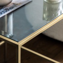 Custer Clear Glass Side Table With Champagne Metal Frame