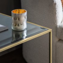 Custer Clear Glass Side Table With Champagne Metal Frame