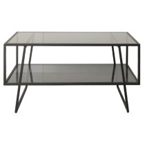 Pomona Glass Top Coffee Table In Black With Metal Frame