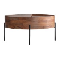 Pawhuska Round Acacia Wood Storage Coffee Table In Natural