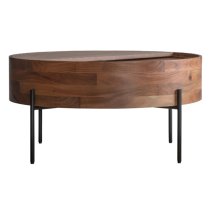 Pawhuska Round Acacia Wood Storage Coffee Table In Natural