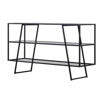 Pomona Glass Top Console Table In Black With Metal Frame