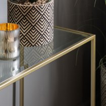 Custer Clear Glass Console Table With Champagne Metal Frame