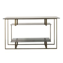 Cody Black Glass Console Table With Bronze Metal Frame