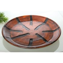 Cascara Ceramic Round Decorative Bowl In Antique Brown And Black