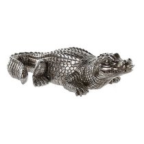 Crocodile Poly Design Sculpture In Antique Silver