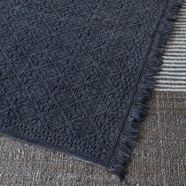 Buena Cotton Aztec Pattern Rug In Charcoal