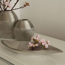 Trace Ceramic Decorative Bowl In Antique Silver