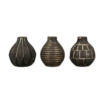 Orient Glass Set Of 3 Small Vases In Antique Brown And Gold