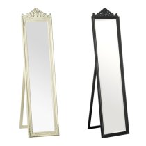 Boufoya Rectangular Floor Standing Cheval Mirror In Cream And Gold Finish