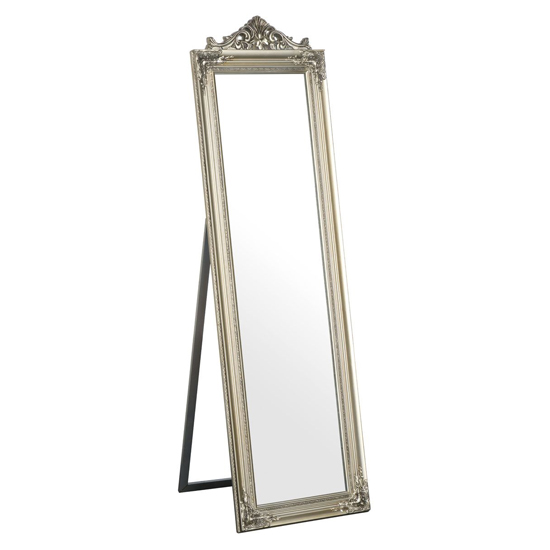 Boufoya Rectangular Floor Standing Cheval Mirror In Silver