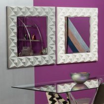 Necro Square High Gloss Wall Bedroom Mirror In White Frame