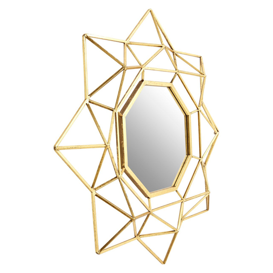 Farota Large Geometric Design Wall Mirror In Champagne Frame