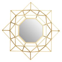 Farota Large Geometric Design Wall Mirror In Champagne Frame