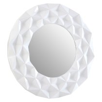 Necro Round High Gloss 3D Wall Bedroom Mirror In White Frame