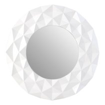 Necro Round High Gloss 3D Wall Bedroom Mirror In White Frame