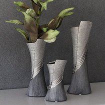 Bridgetown Ceramic Small Decorative Vase In Grey And Silver