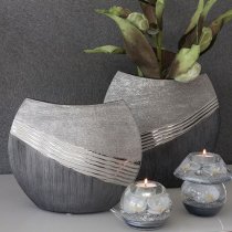 Bridgetown Ceramic Decorative Vase In Grey And Silver