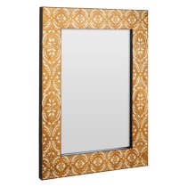 Demast Printed Damask Pattern Wall Mirror In Gold Wooden Frame