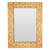 Demast Printed Damask Pattern Wall Mirror In Gold Wooden Frame