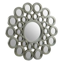 Marisa Multi Circular Design Wall Bedroom Mirror In Silver Frame