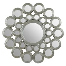 Marisa Multi Circular Design Wall Bedroom Mirror In Silver Frame