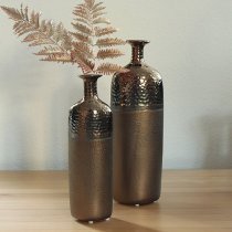 Cuprano Ceramic Large Decorative Bottle Vase In Copper