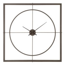 Trigona Square Metal Wall Clock In Rustic Copper Frame