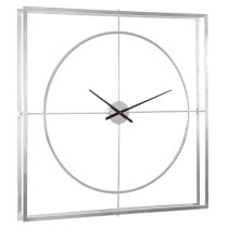 Trigona Square Metal Wall Clock In Silver Frame