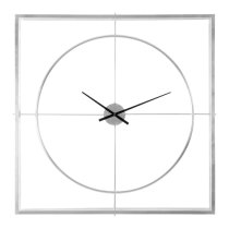 Trigona Square Metal Wall Clock In Silver Frame