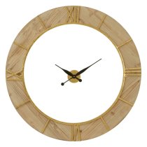 Xuange Round Wooden Wall Clock In Natural And White Frame