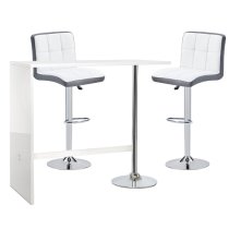 Tuscon Bar Table In White Gloss 2 Copez White Grey Bar Stools