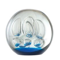 Paperweight Glass Ball Design Sculpture In Blue And Clear