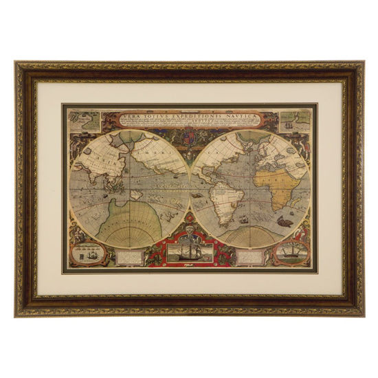 Agatiyo Framed World Map Wall Art In Multi Coloured