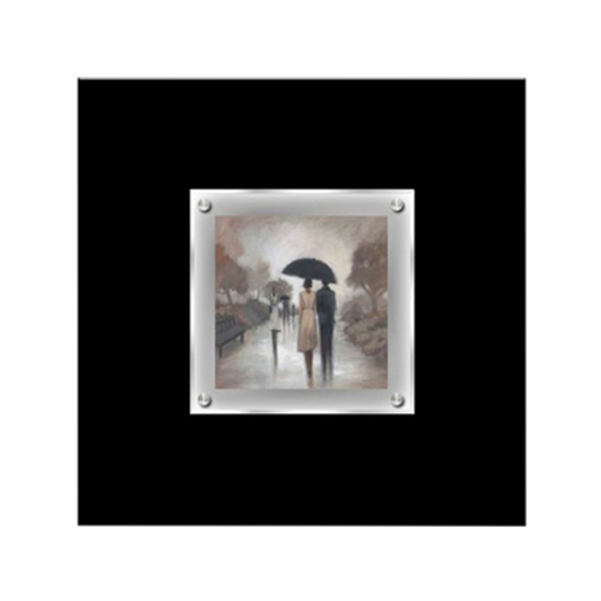 Agatiyo Rainy Day Couple Walking 2 Wall Art Frame In Multicolor