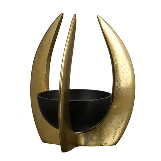 Ohio Aluminium Large Candleholder In Antique Gold And Black